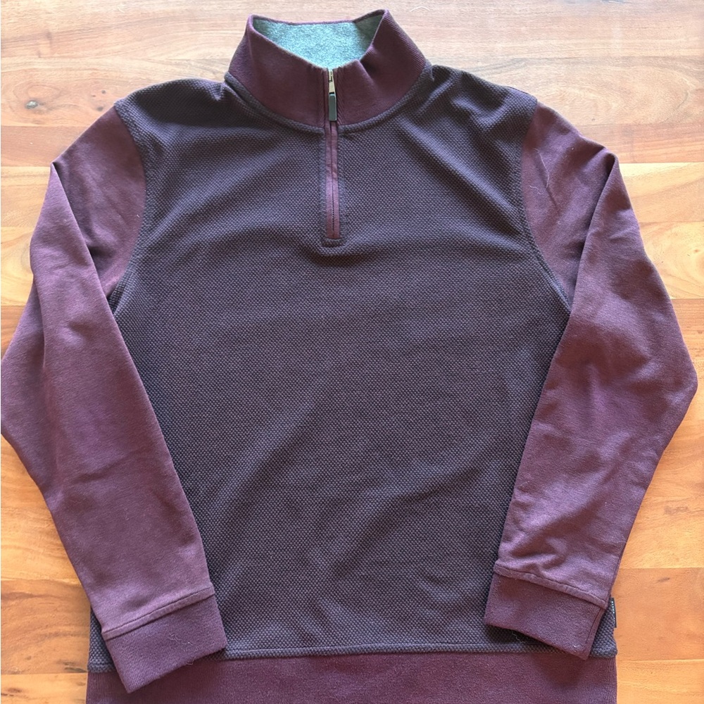 Ted Baker Maroon Quarter-Zip Sweater